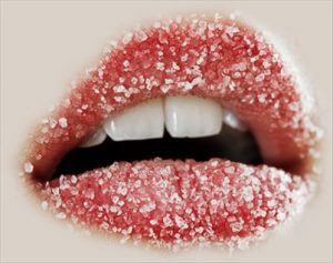 lips covered with sugar