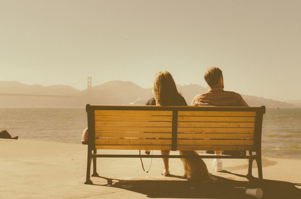couple sharing a bench in San Francisco